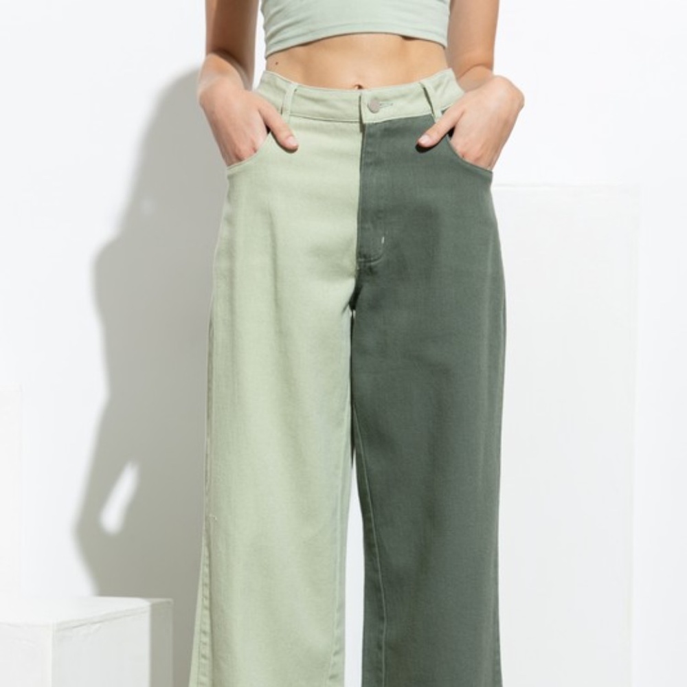 Color Block Denim Pants
